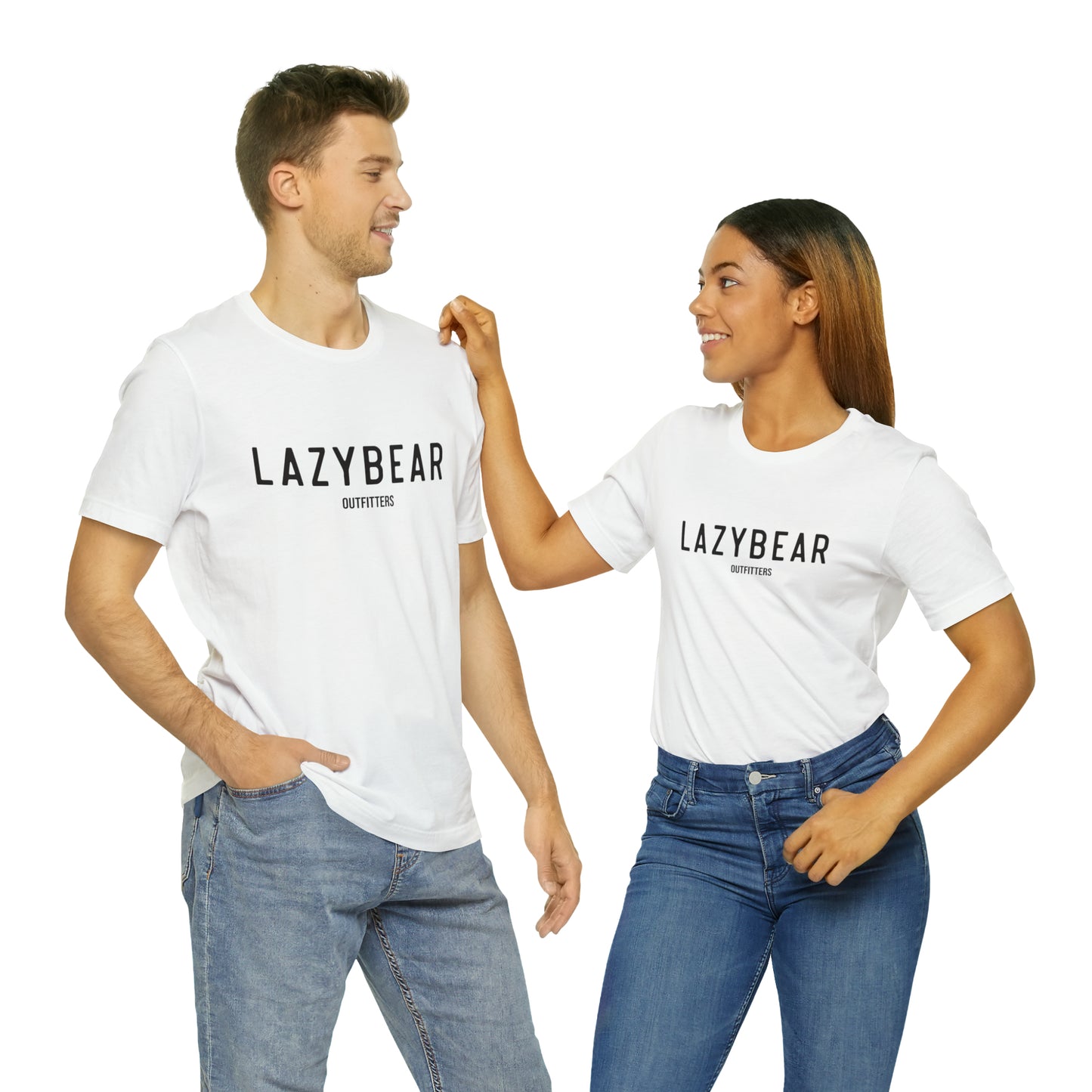 Lazy Bear Unisex Short Sleeve Tee (front name, back bear)
