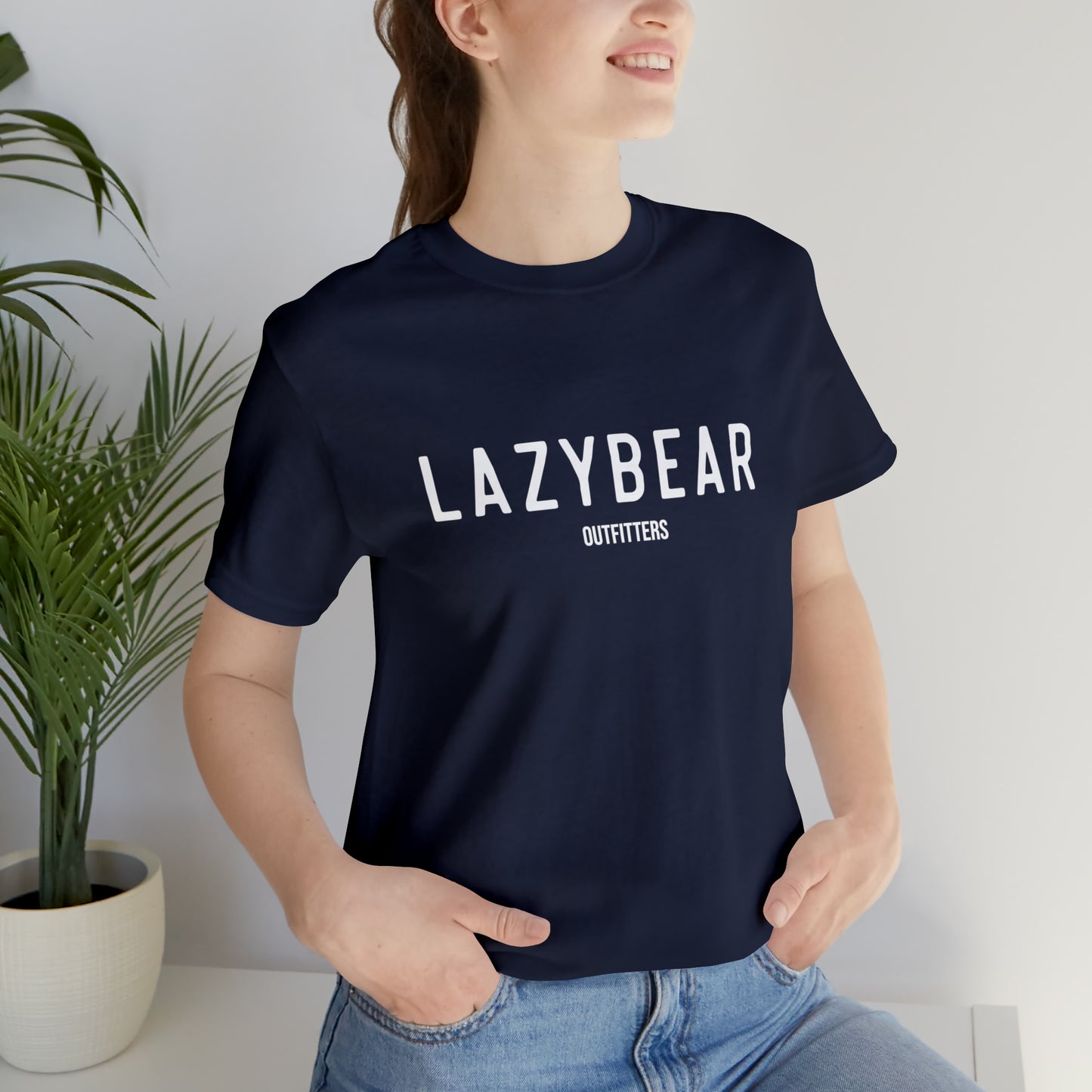 Lazy Bear Unisex Short Sleeve Tee (front name, back bear)