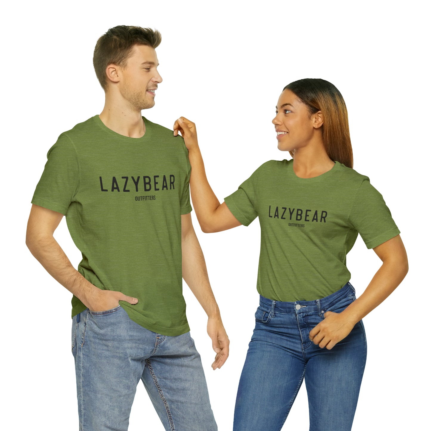 Lazy Bear Unisex Short Sleeve Tee (front name, back bear)