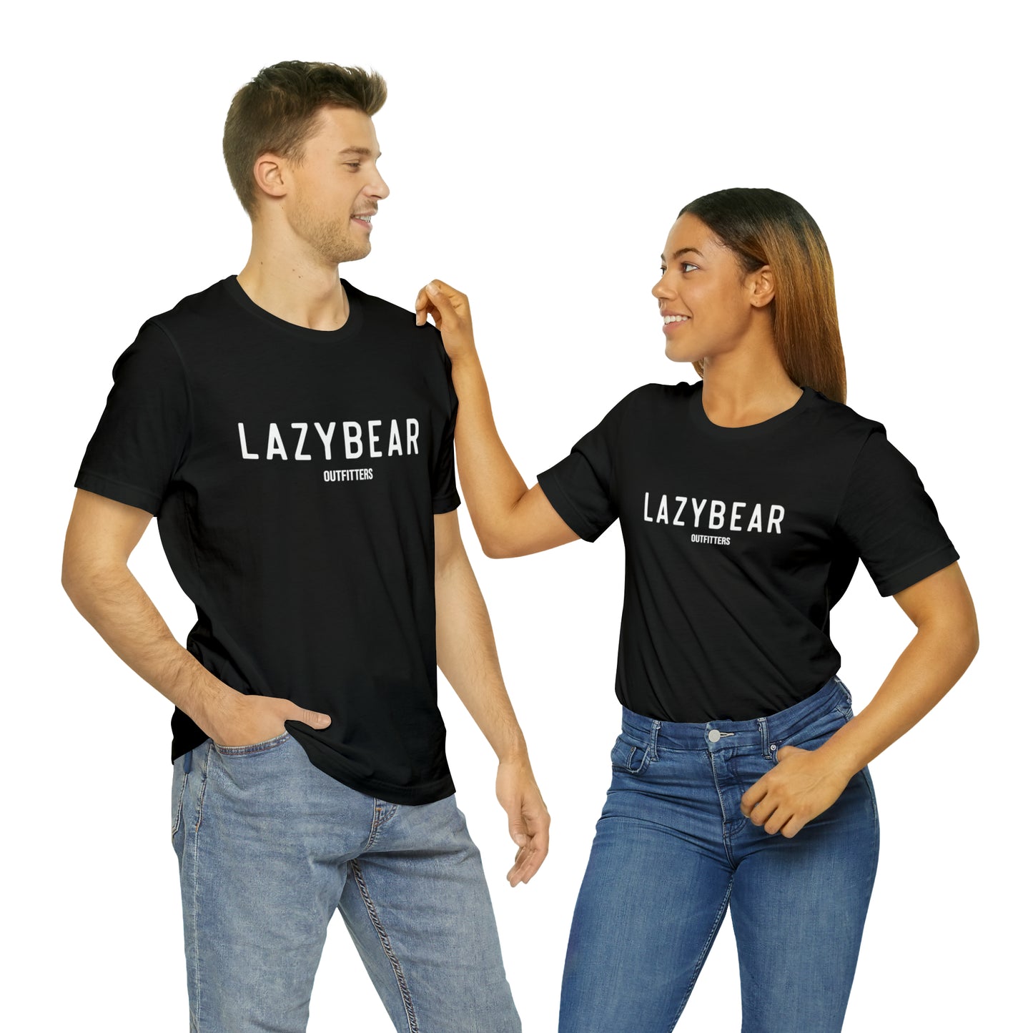 Lazy Bear Unisex Short Sleeve Tee (front name, back bear)