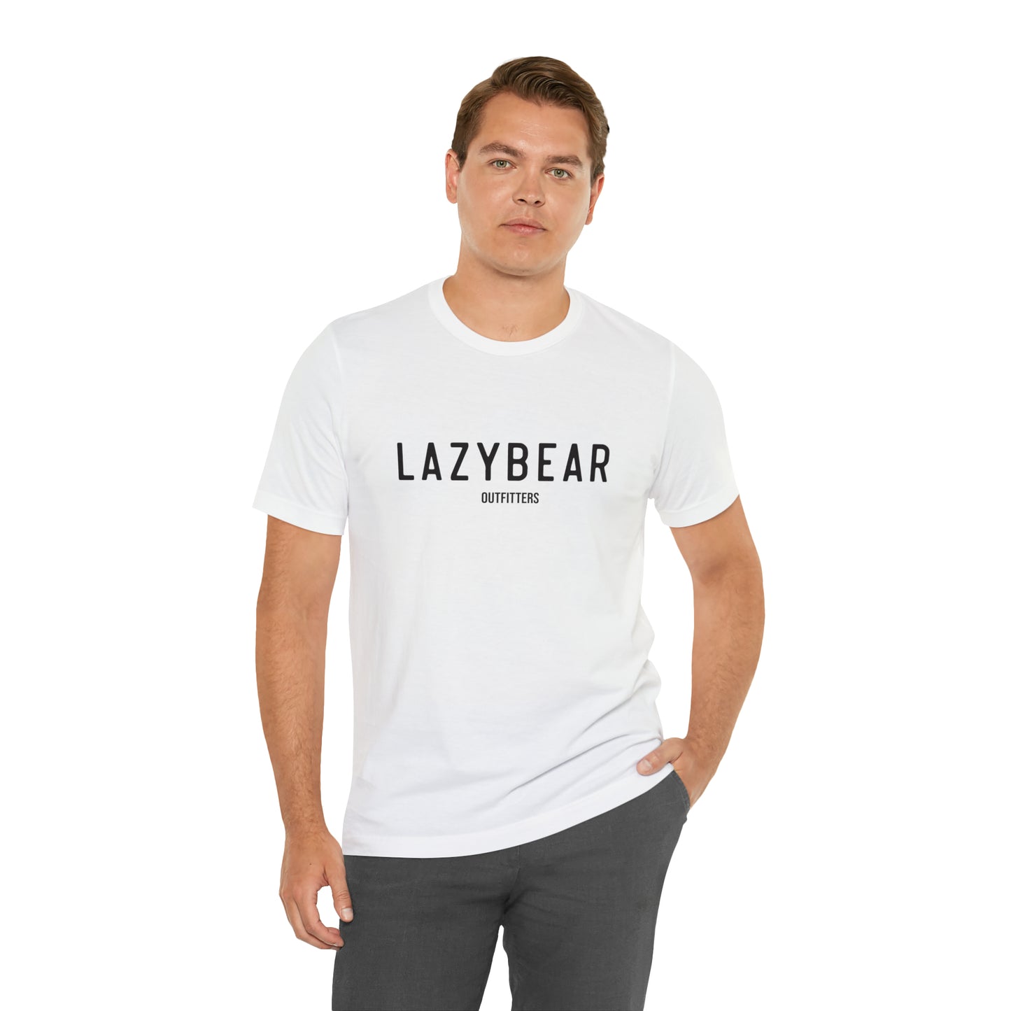 Lazy Bear Unisex Short Sleeve Tee (front name, back bear)