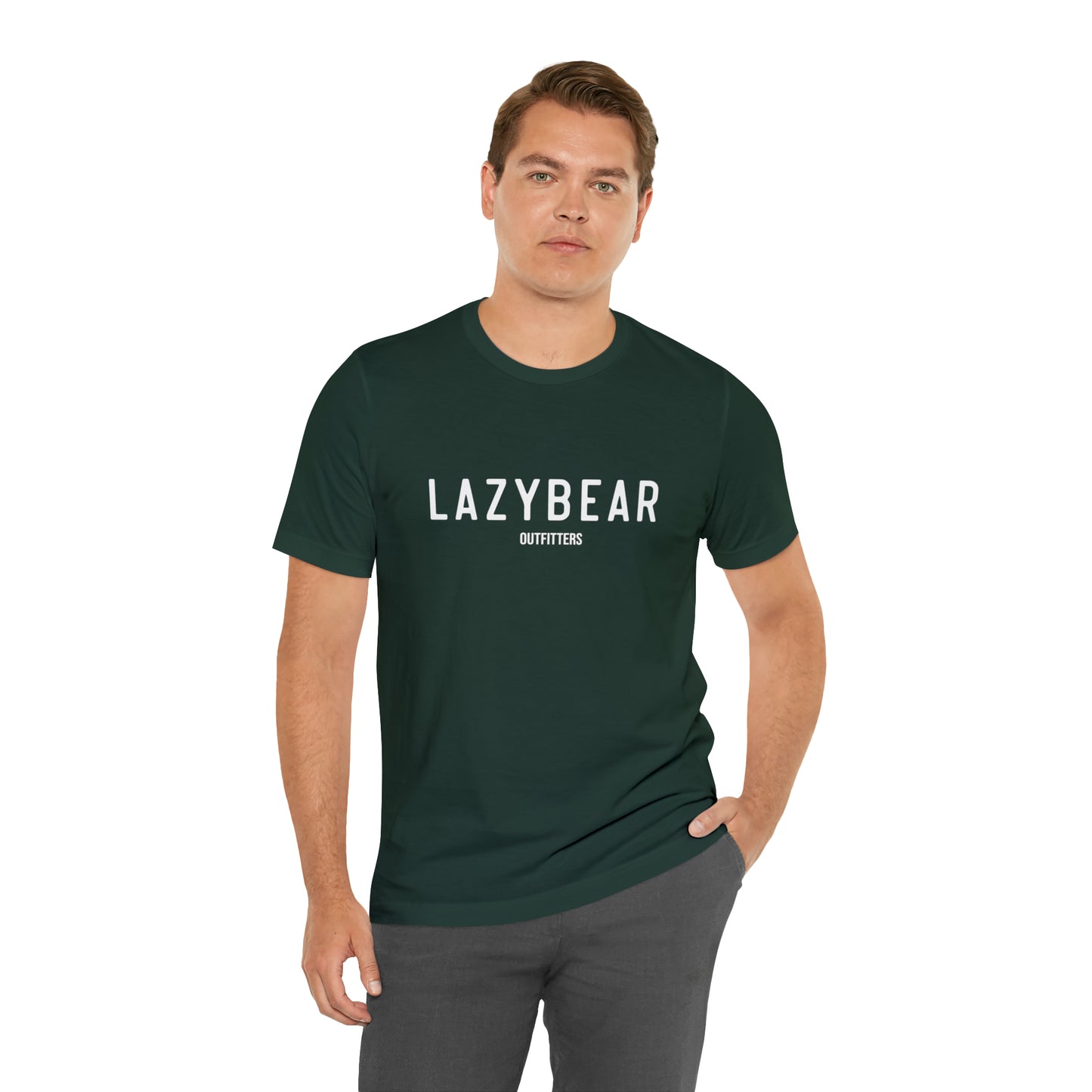 Lazy Bear Unisex Short Sleeve Tee (front name, back bear)