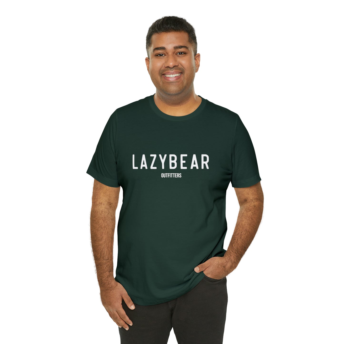 Lazy Bear Unisex Short Sleeve Tee (front name, back bear)
