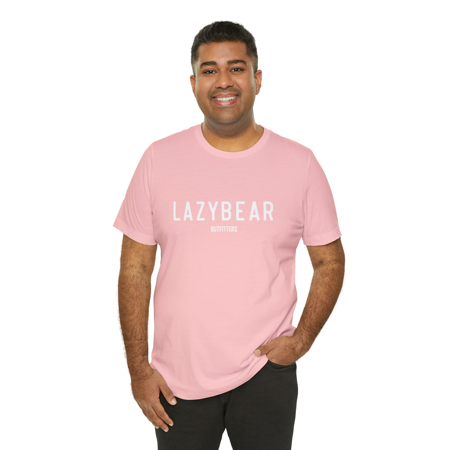 Lazy Bear Unisex Short Sleeve Tee (front name, back bear)