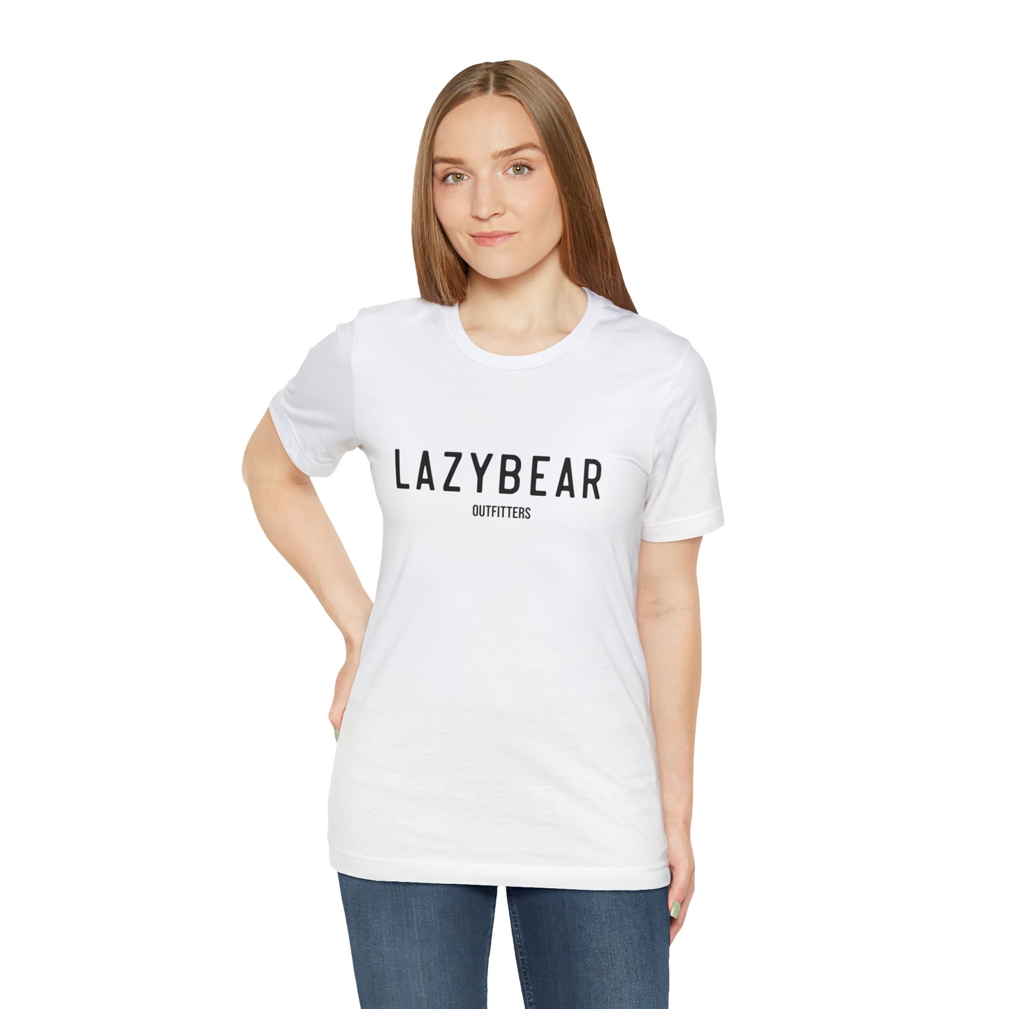 Lazy Bear Unisex Short Sleeve Tee (front name, back bear)