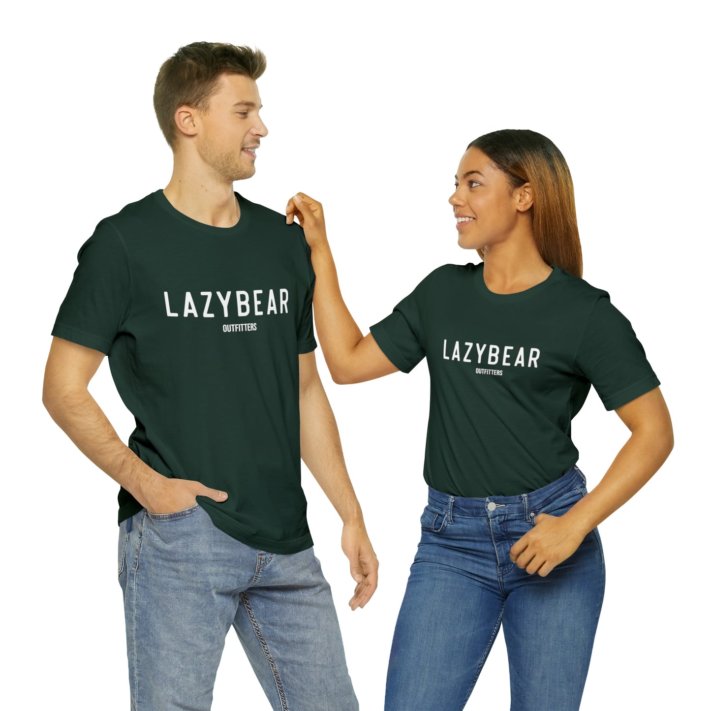 Lazy Bear Unisex Short Sleeve Tee (front name, back bear)