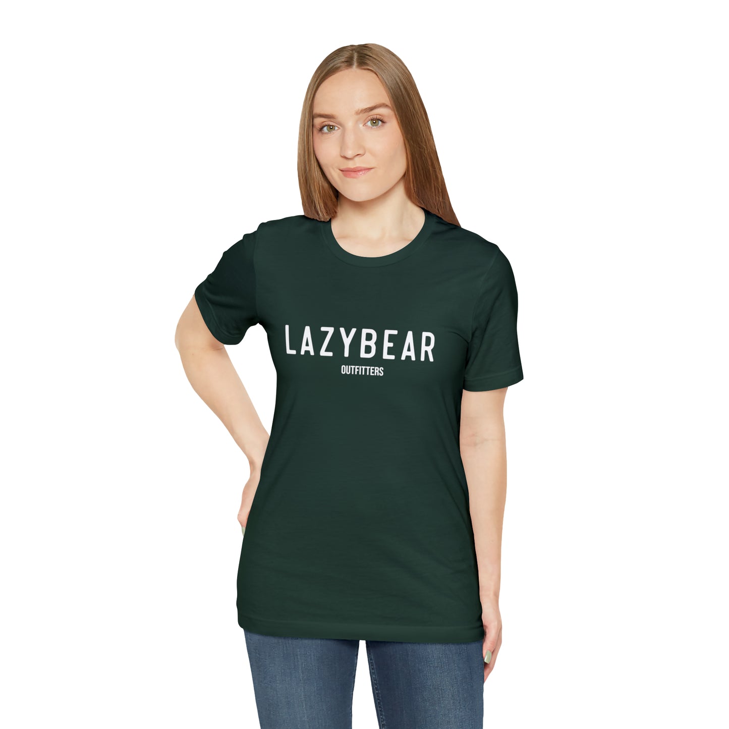 Lazy Bear Unisex Short Sleeve Tee (front name, back bear)