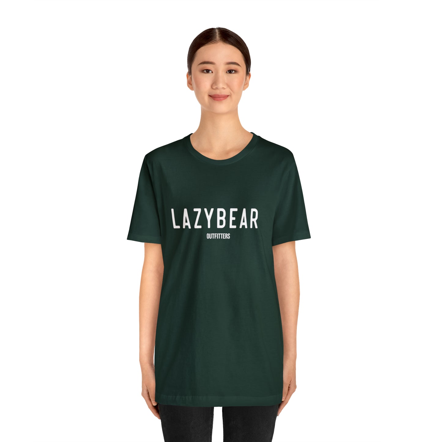 Lazy Bear Unisex Short Sleeve Tee (front name, back bear)