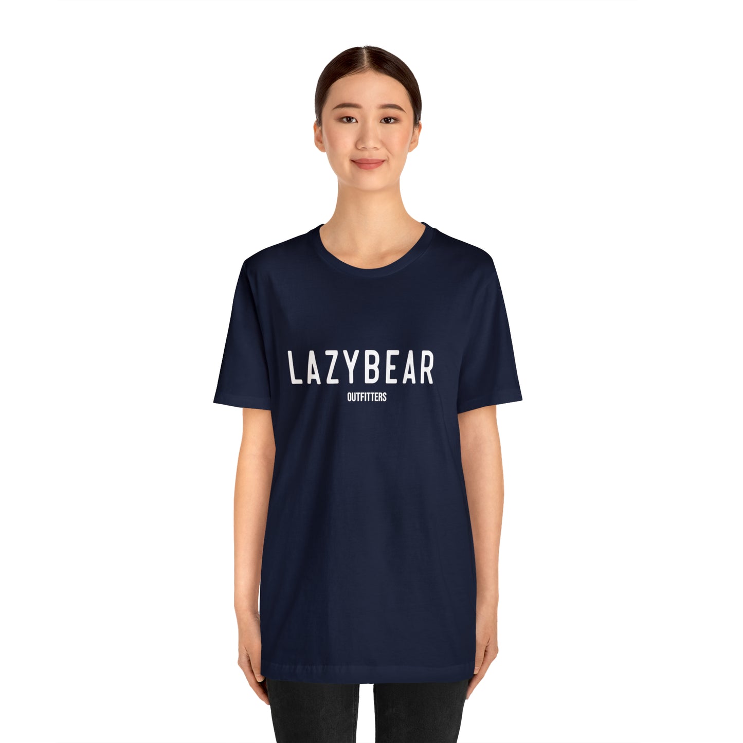 Lazy Bear Unisex Short Sleeve Tee (front name, back bear)
