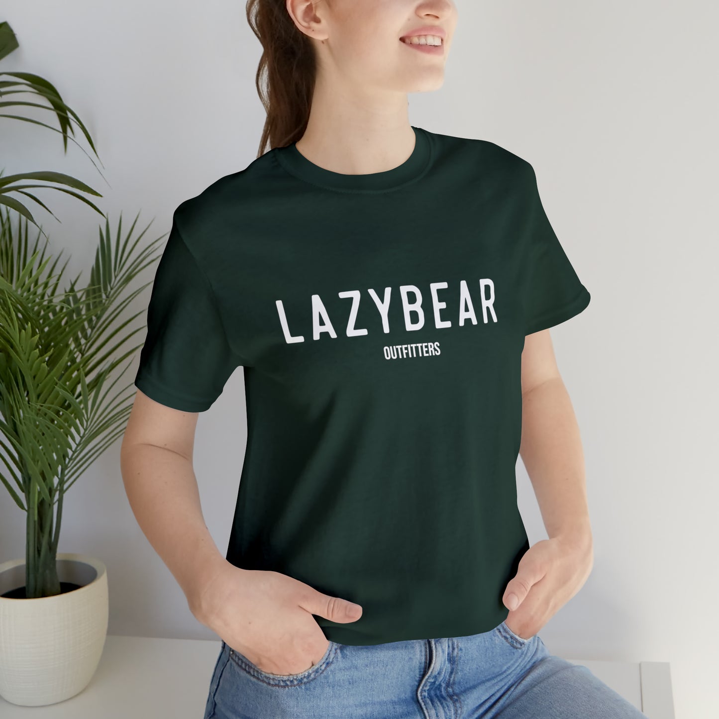 Lazy Bear Unisex Short Sleeve Tee (front name, back bear)
