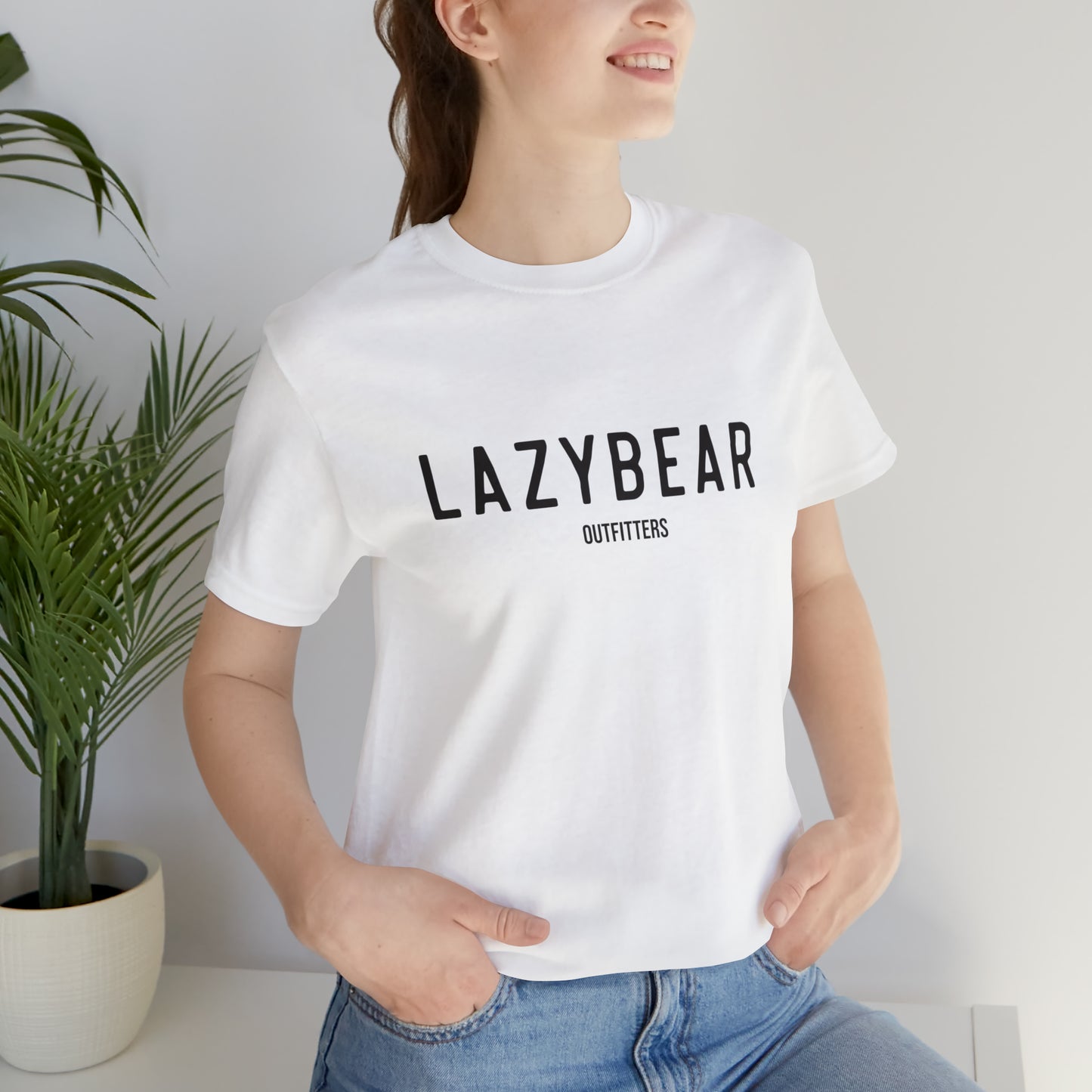 Lazy Bear Unisex Short Sleeve Tee (front name, back bear)