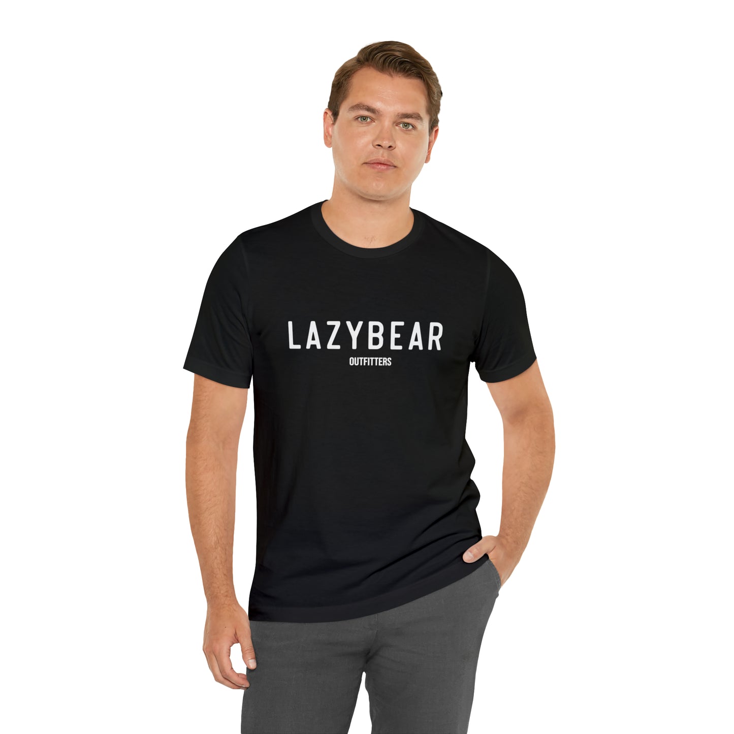 Lazy Bear Unisex Short Sleeve Tee (front name, back bear)