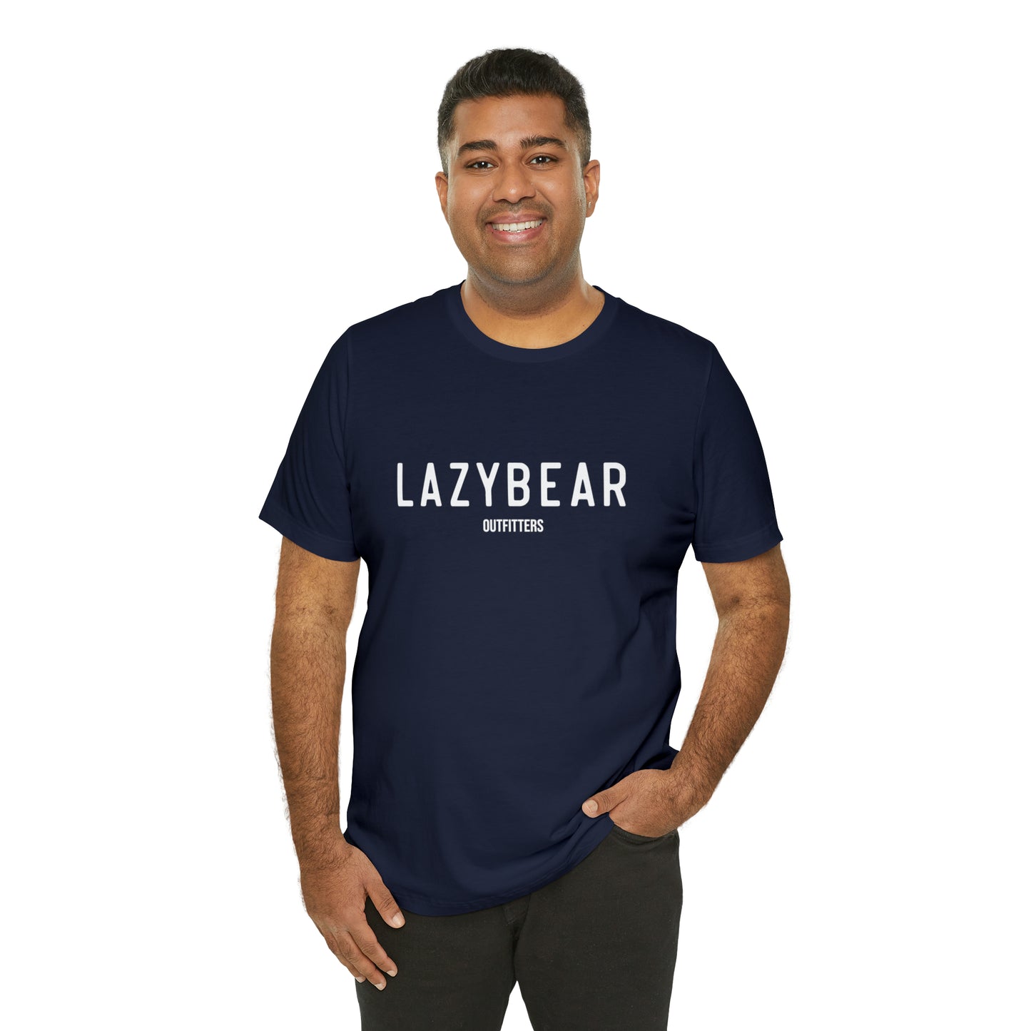 Lazy Bear Unisex Short Sleeve Tee (front name, back bear)