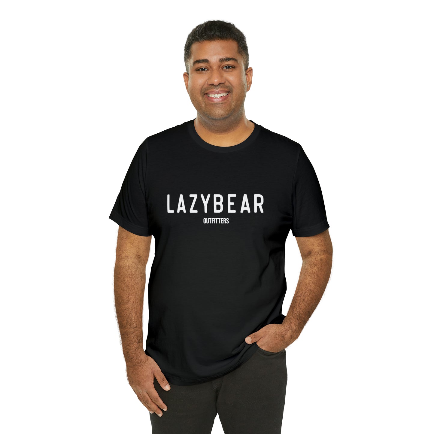 Lazy Bear Unisex Short Sleeve Tee (front name, back bear)