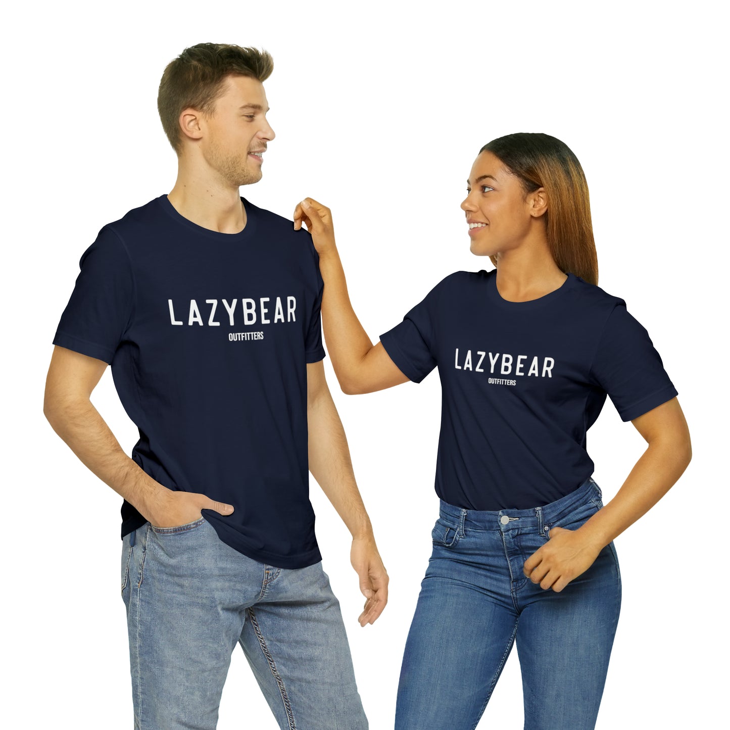 Lazy Bear Unisex Short Sleeve Tee (front name, back bear)