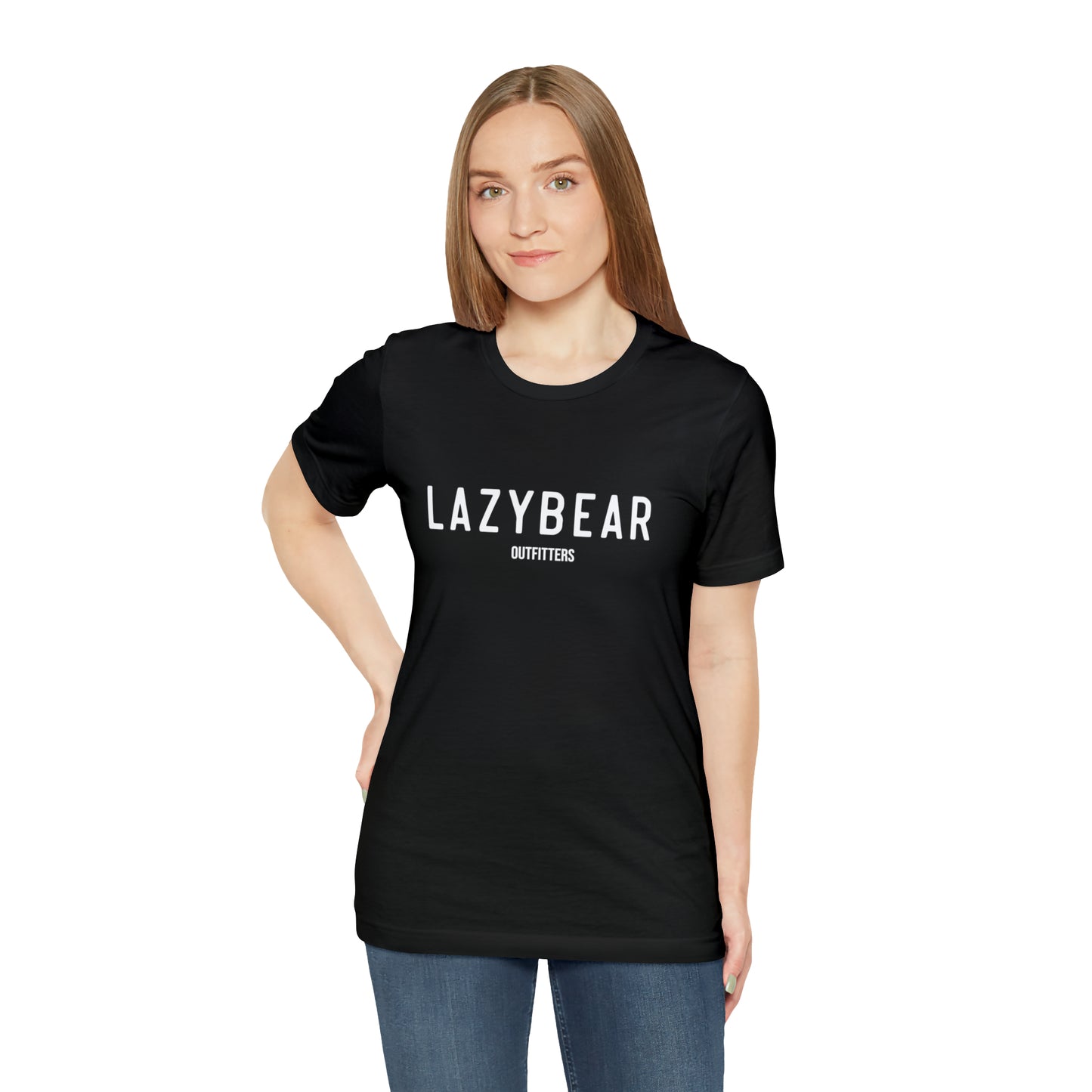 Lazy Bear Unisex Short Sleeve Tee (front name, back bear)