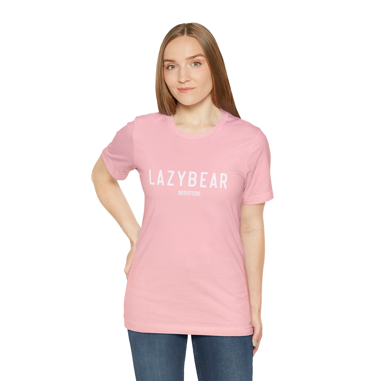 Lazy Bear Unisex Short Sleeve Tee (front name, back bear)
