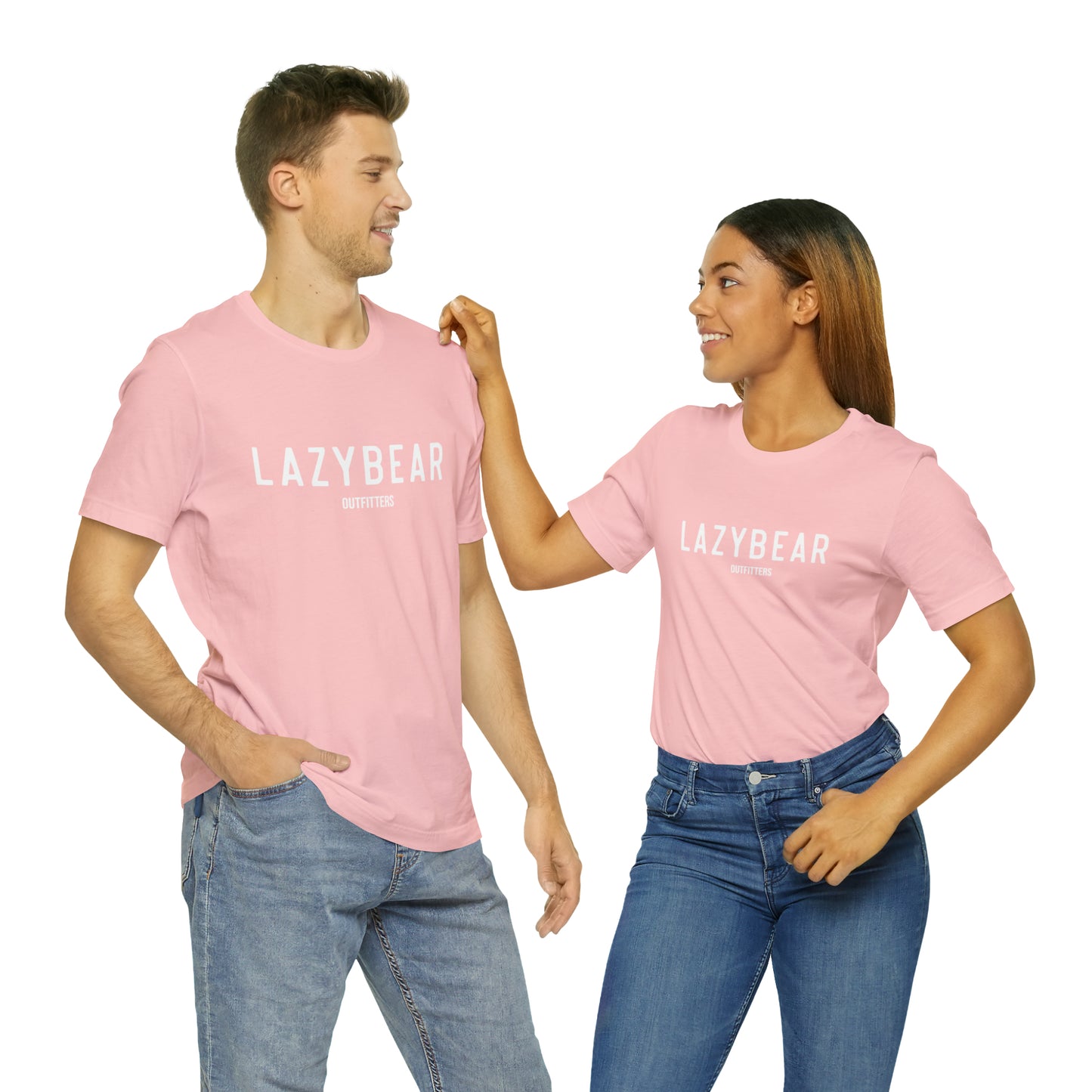 Lazy Bear Unisex Short Sleeve Tee (front name, back bear)