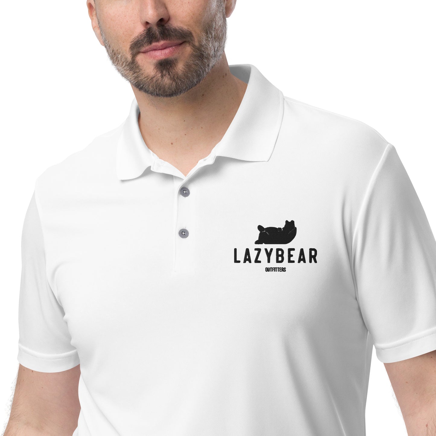 Lazy Bear x Addidas Classic Golf Polo Shirt (white with black logo)
