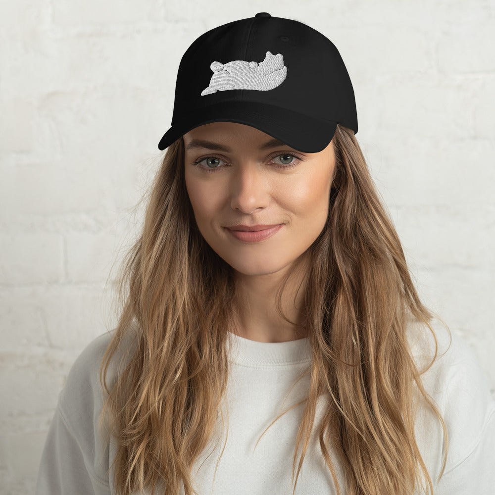 Lazy Bear Outfitters' Classic Embroidered Dad Hat (white embroidery)