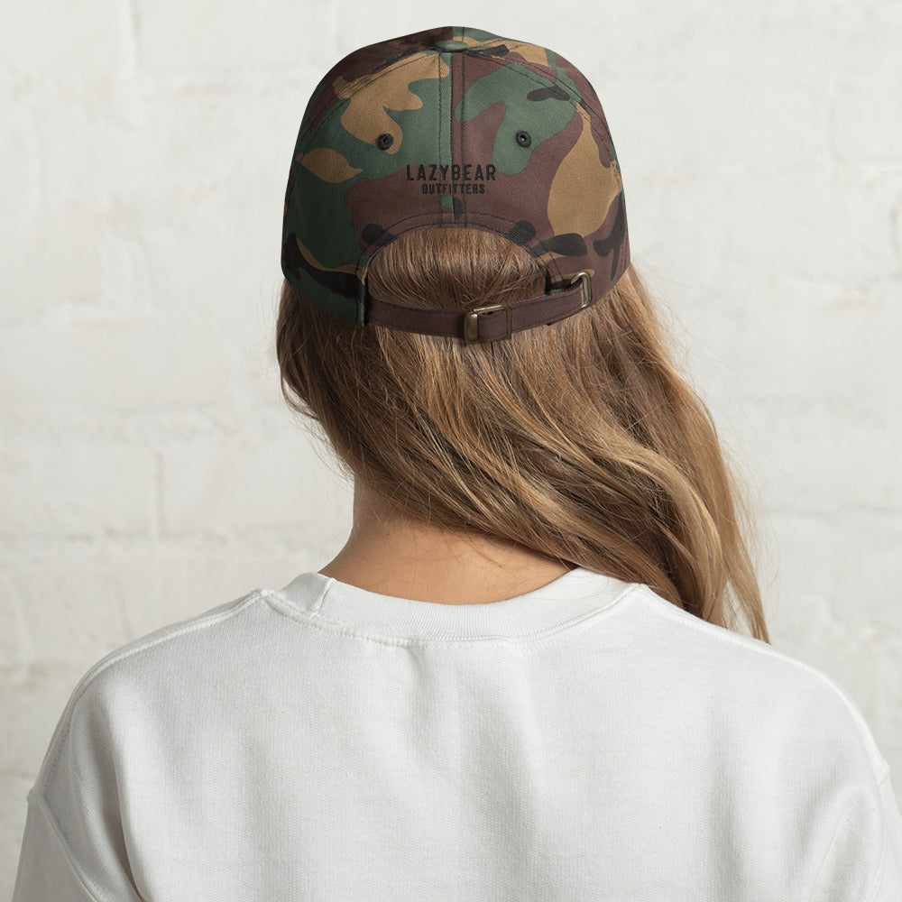 Lazy Bear Outfitters' Classic Embroidered Dad Hat (black embroidery)