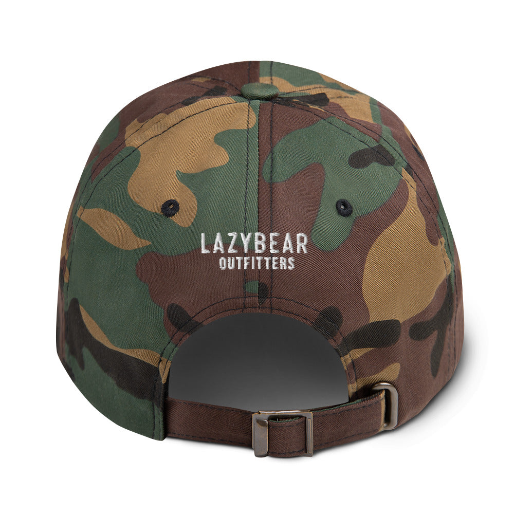 Lazy Bear Outfitters' Classic Embroidered Dad Hat (white embroidery)