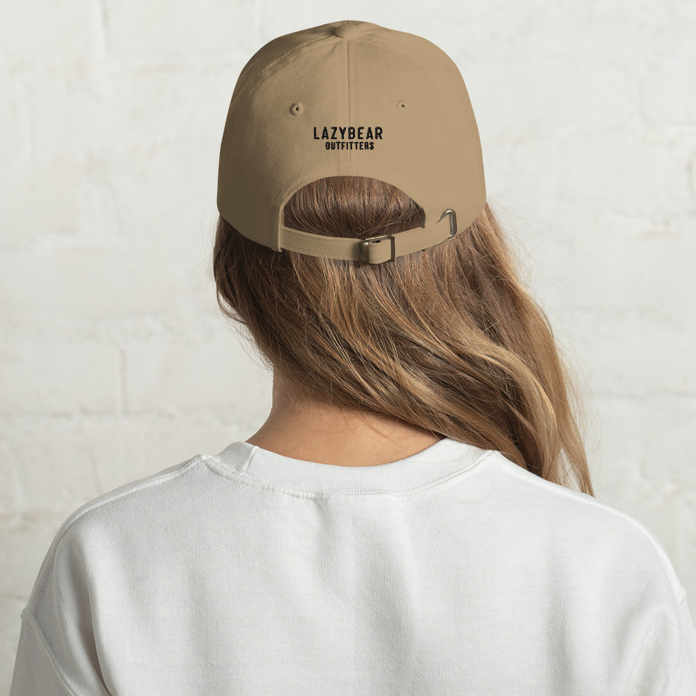 Lazy Bear Outfitters' Classic Embroidered Dad Hat (black embroidery)
