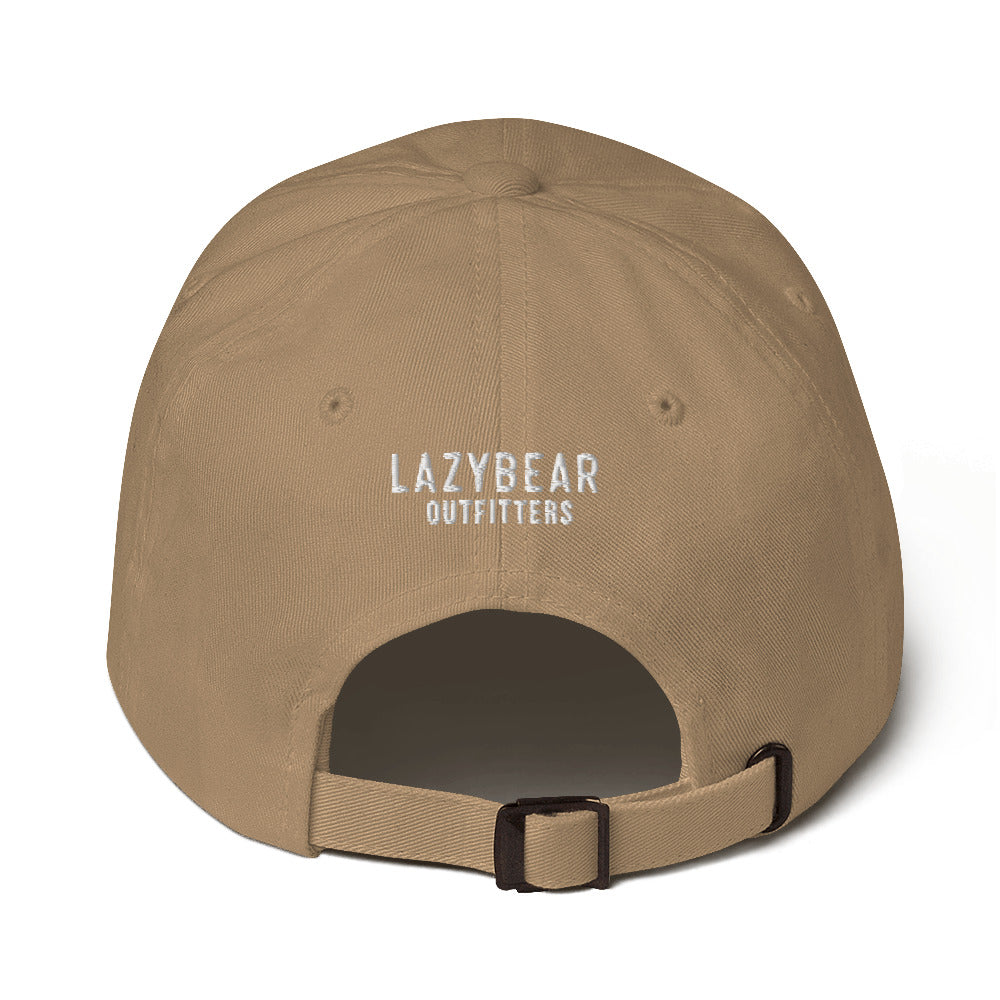 Lazy Bear Outfitters' Classic Embroidered Dad Hat (white embroidery)