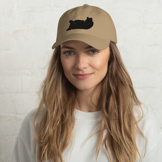 Lazy Bear Outfitters' Classic Embroidered Dad Hat (black embroidery)