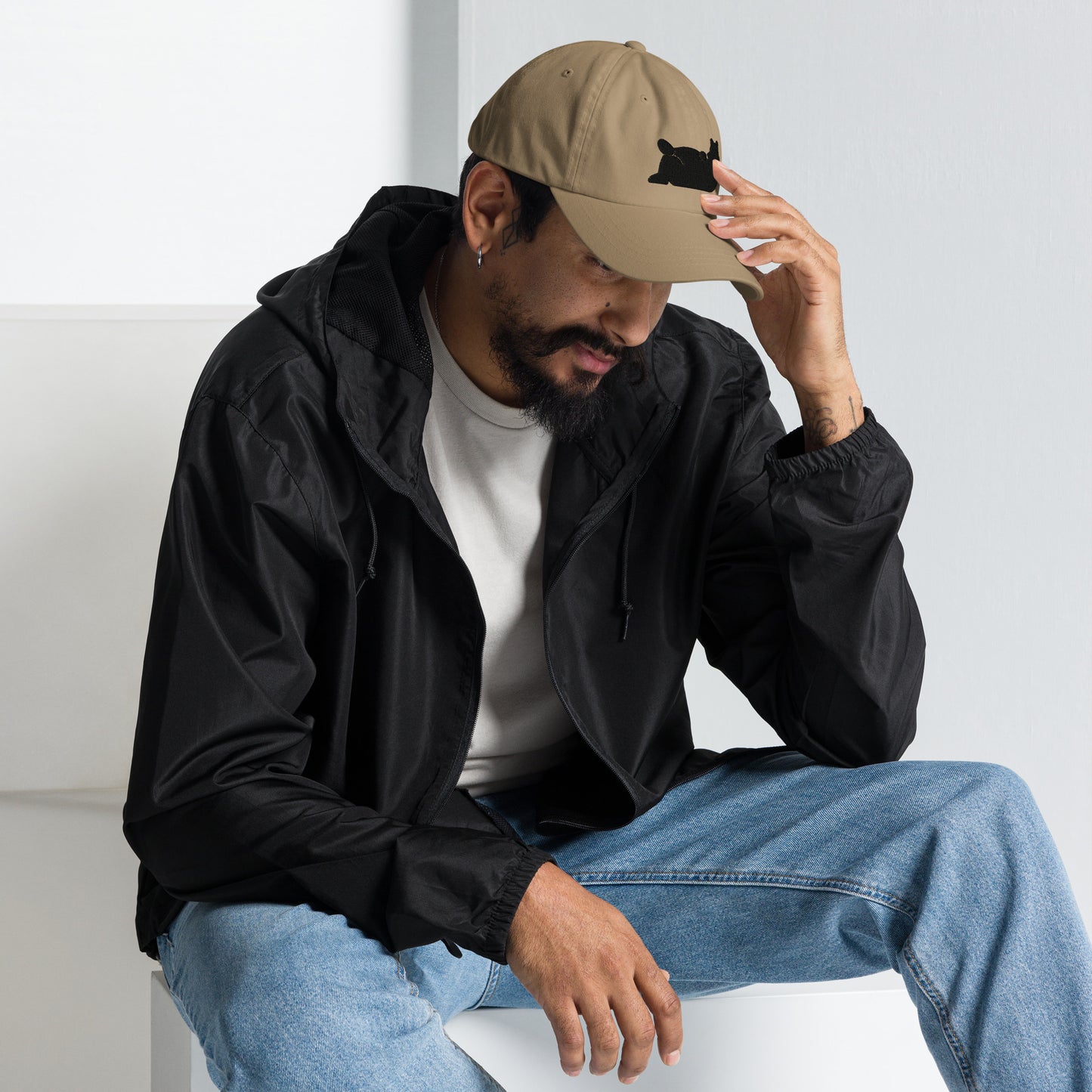Lazy Bear Outfitters' Classic Embroidered Dad Hat (black embroidery)