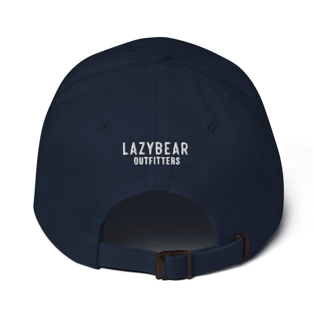 Lazy Bear Outfitters' Classic Embroidered Dad Hat (white embroidery)
