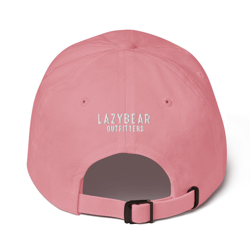 Lazy Bear Outfitters' Classic Embroidered Dad Hat (white embroidery)