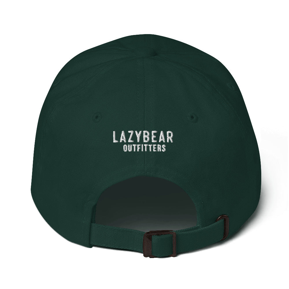 Lazy Bear Outfitters' Classic Embroidered Dad Hat (white embroidery)