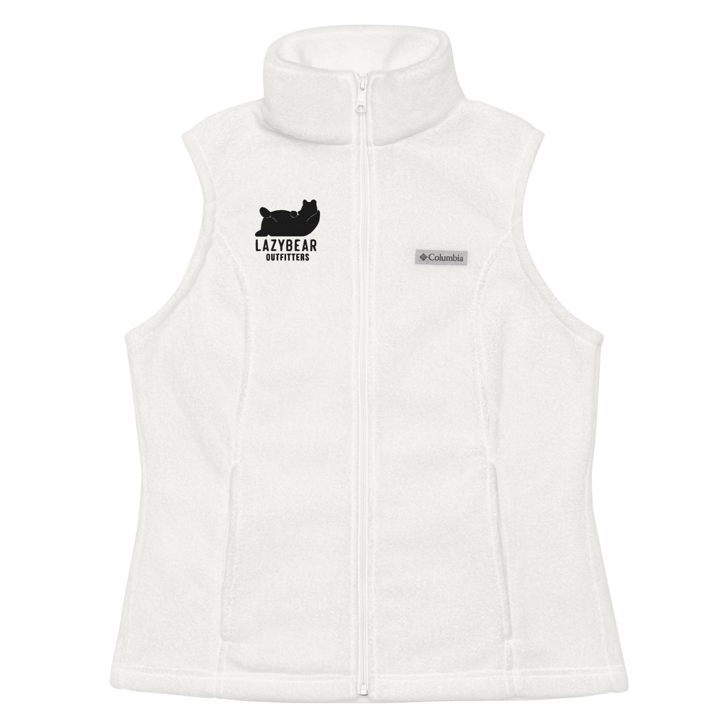 Women’s Lazy Bear Outfitters x Columbia Fleece Vest (white with black logo)