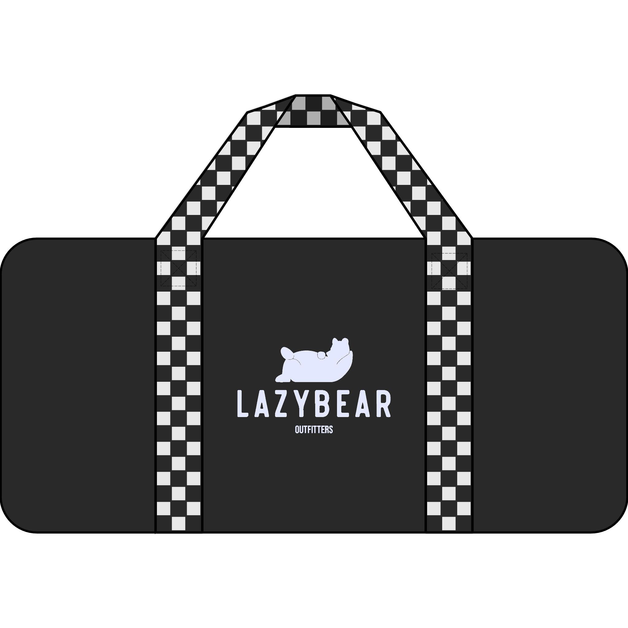 Duffel Bag — "Lazy Bear" Checkered Strap Travel Gym Bag