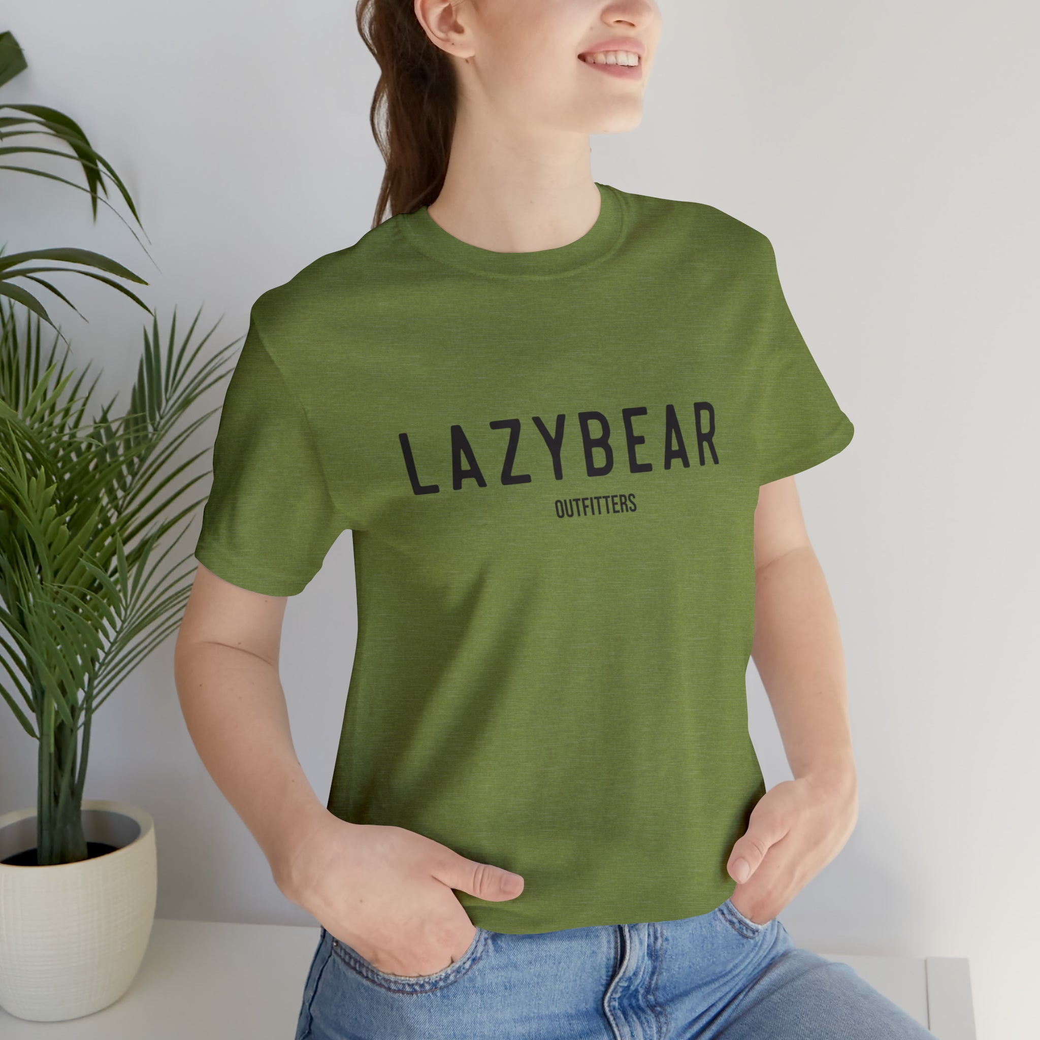 Lazy Bear Unisex Short Sleeve Tee (front name, back bear)