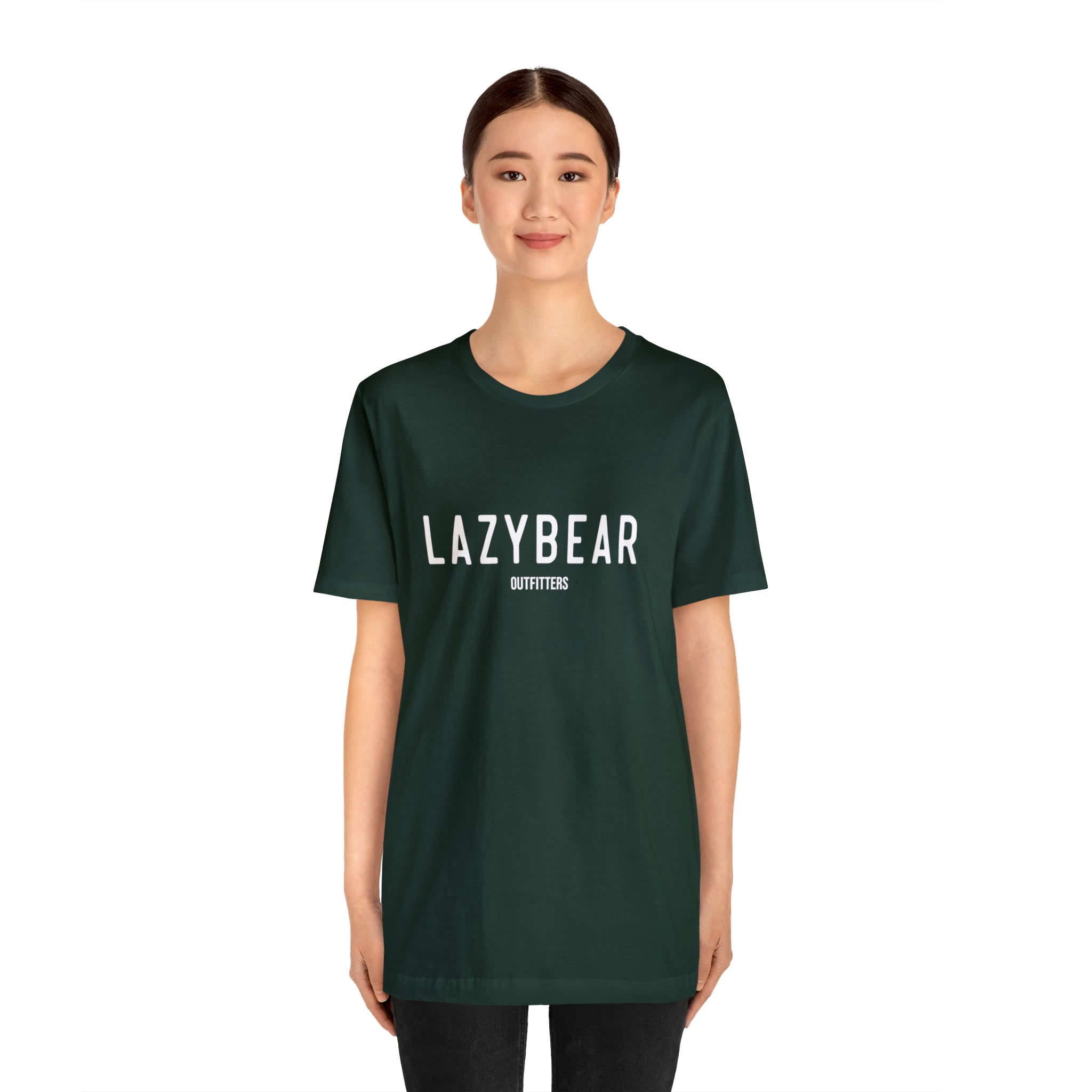 Lazy Bear Unisex Short Sleeve Tee (front name, back bear)
