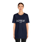 Lazy Bear Unisex Short Sleeve Tee (front name, back bear)