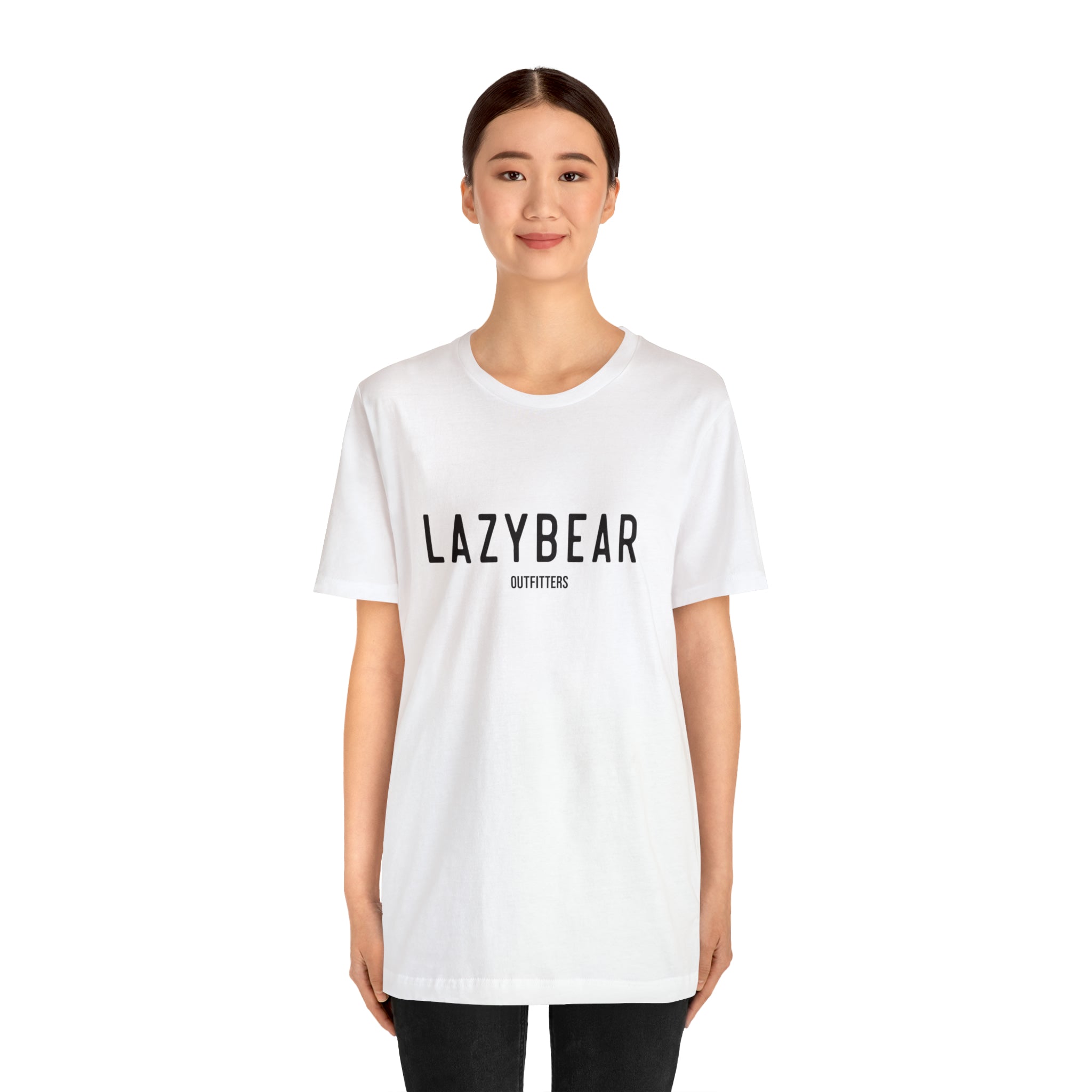Lazy Bear Unisex Short Sleeve Tee (front name, back bear)