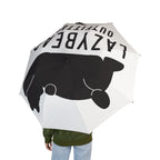 Foldable Umbrella — Black Cat Silhouette 'Crazy Cat Person' Design