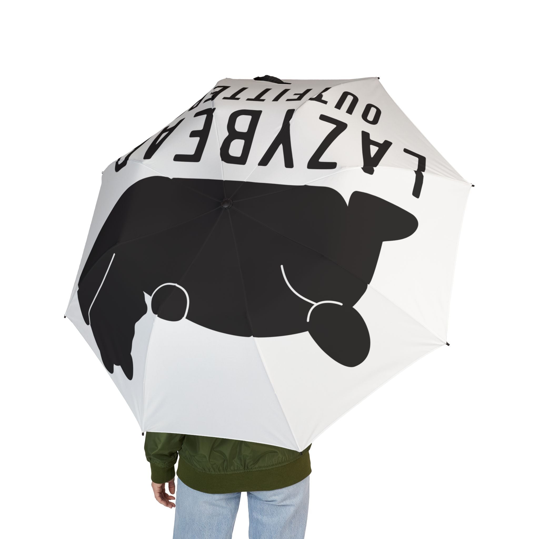 Foldable Umbrella — Black Cat Silhouette 'Crazy Cat Person' Design