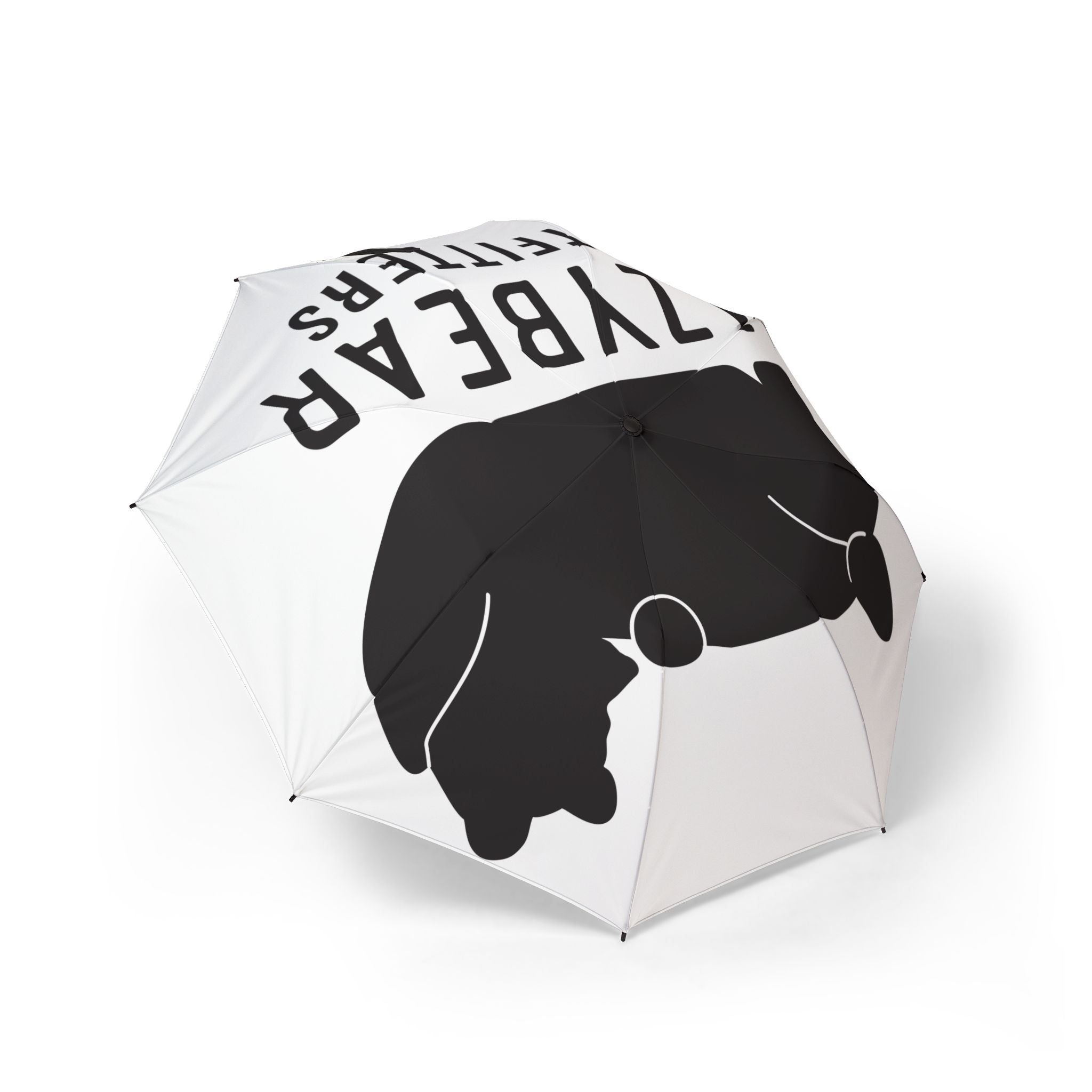 Foldable Umbrella — Black Cat Silhouette 'Crazy Cat Person' Design
