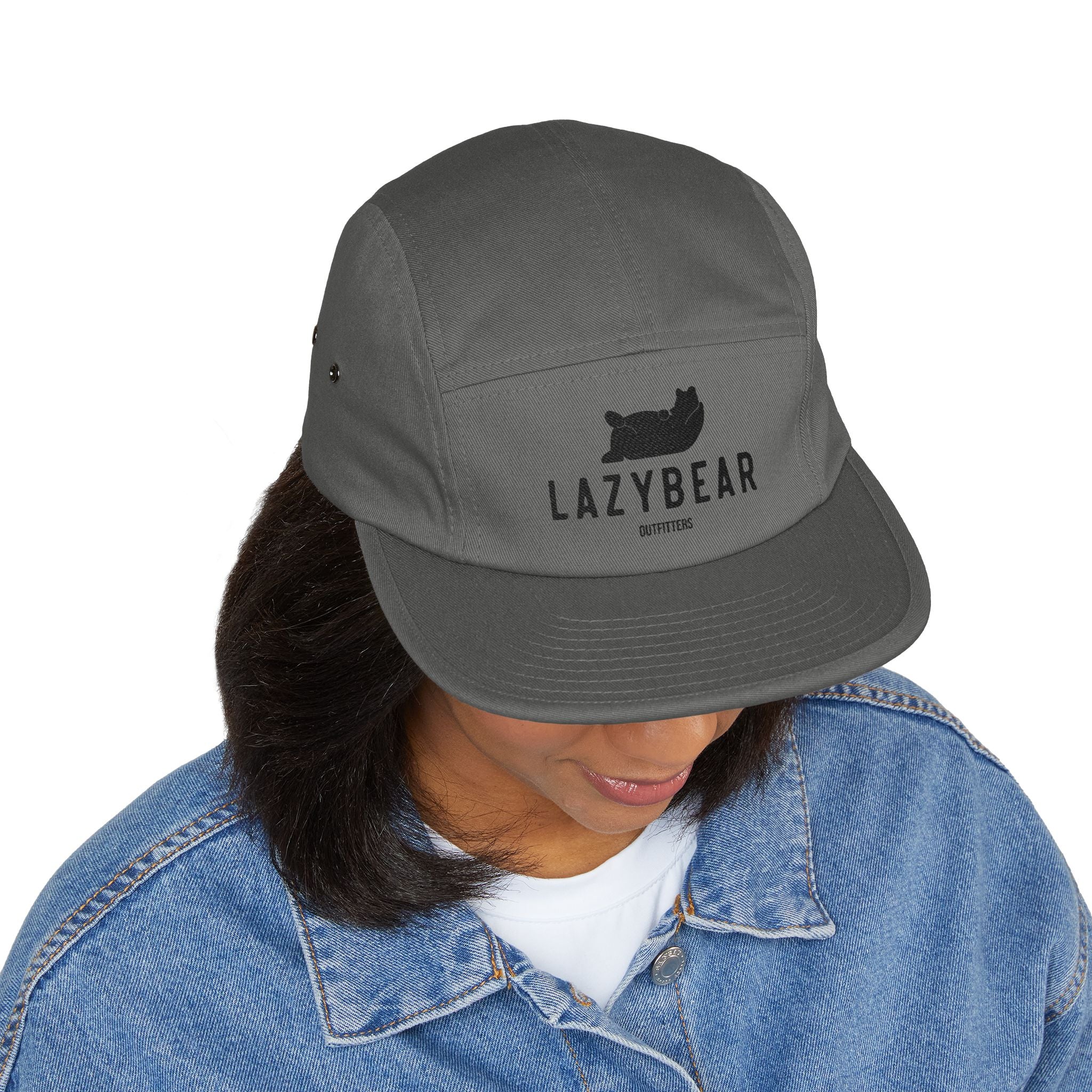LazyBear Embroidered 5-Panel Cap — Casual Outdoor Cotton Hat