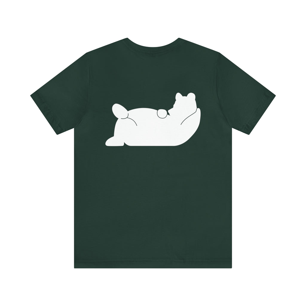 Lazy Bear Unisex Short Sleeve Tee (front name, back bear)