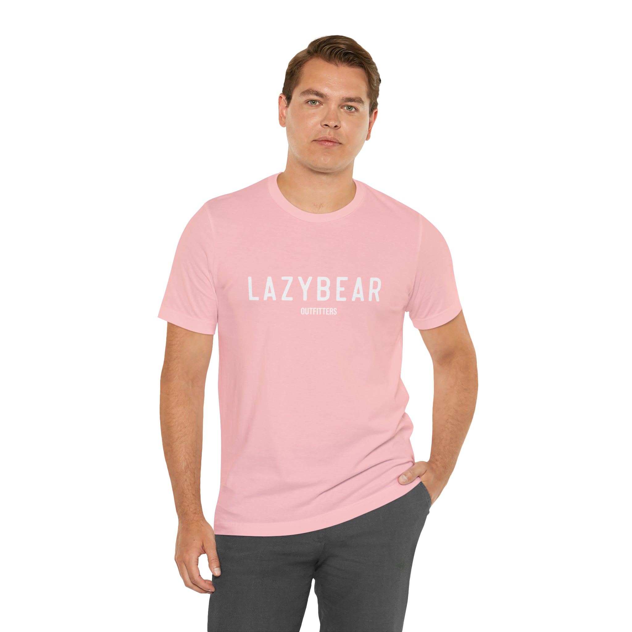Lazy Bear Unisex Short Sleeve Tee (front name, back bear)