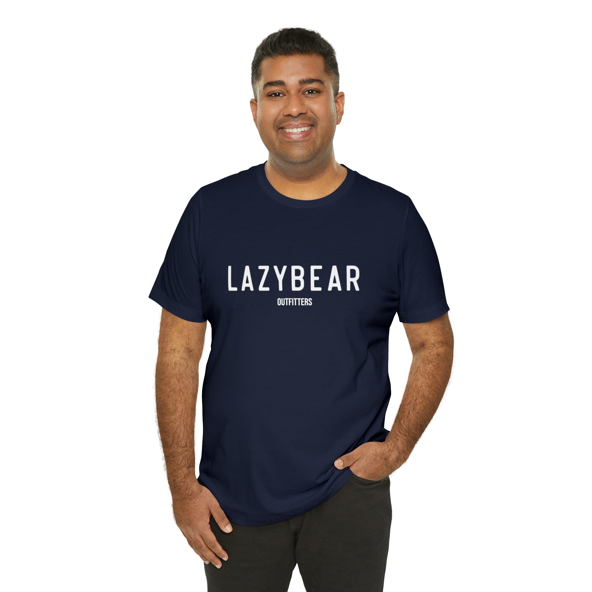 Lazy Bear Unisex Short Sleeve Tee (front name, back bear)