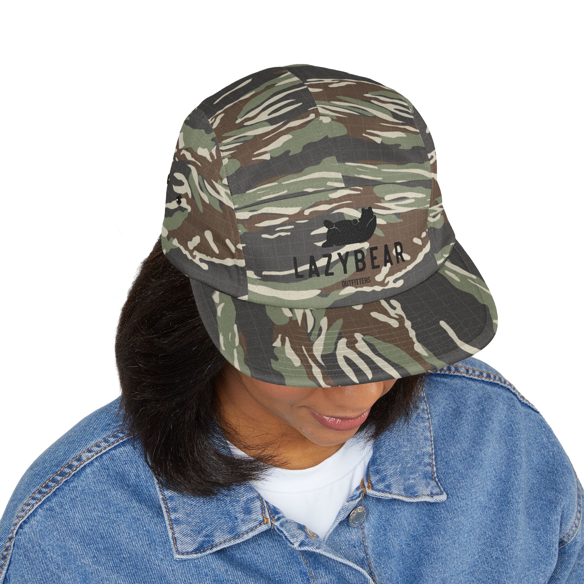 LazyBear Embroidered 5-Panel Cap — Casual Outdoor Cotton Hat