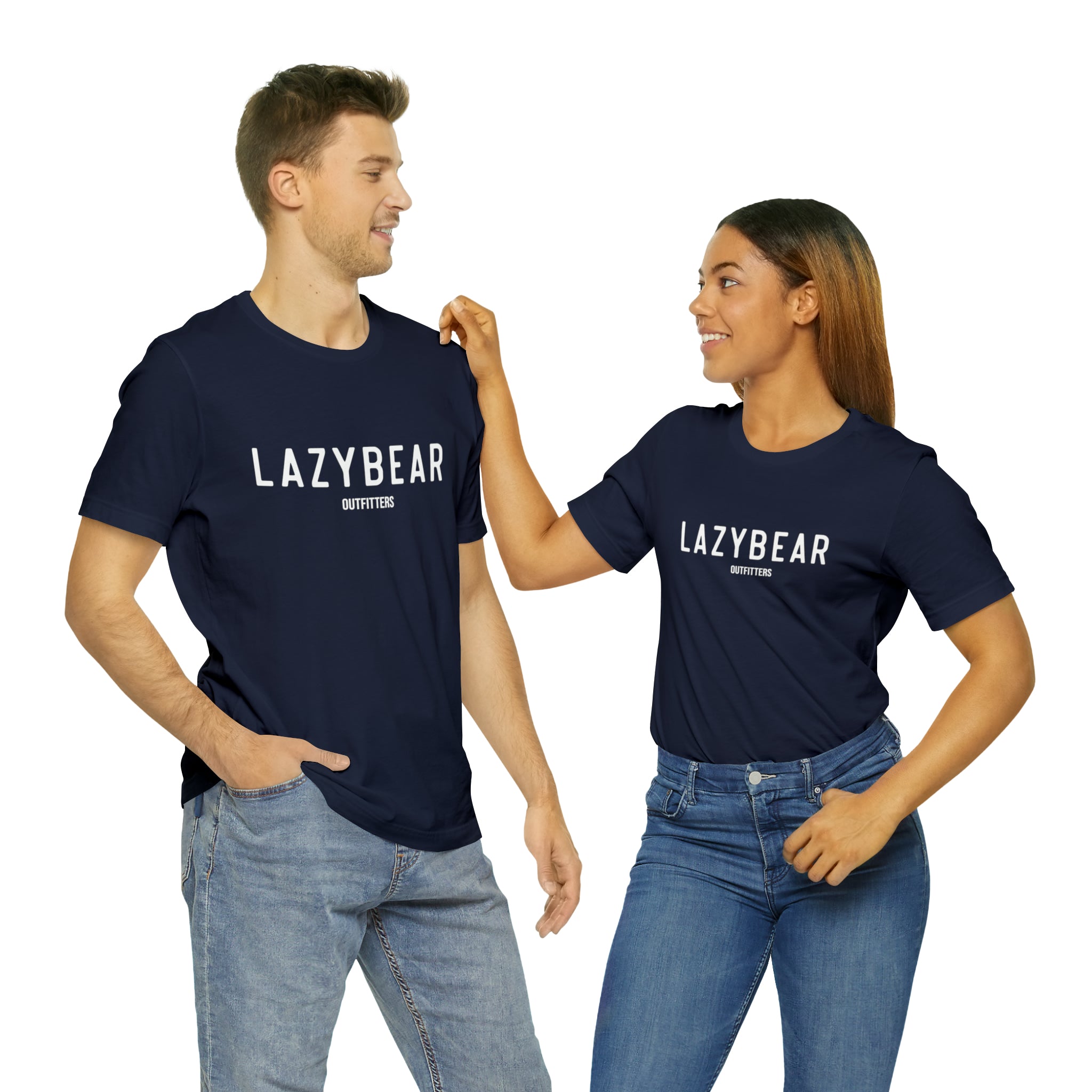 Lazy Bear Unisex Short Sleeve Tee (front name, back bear)