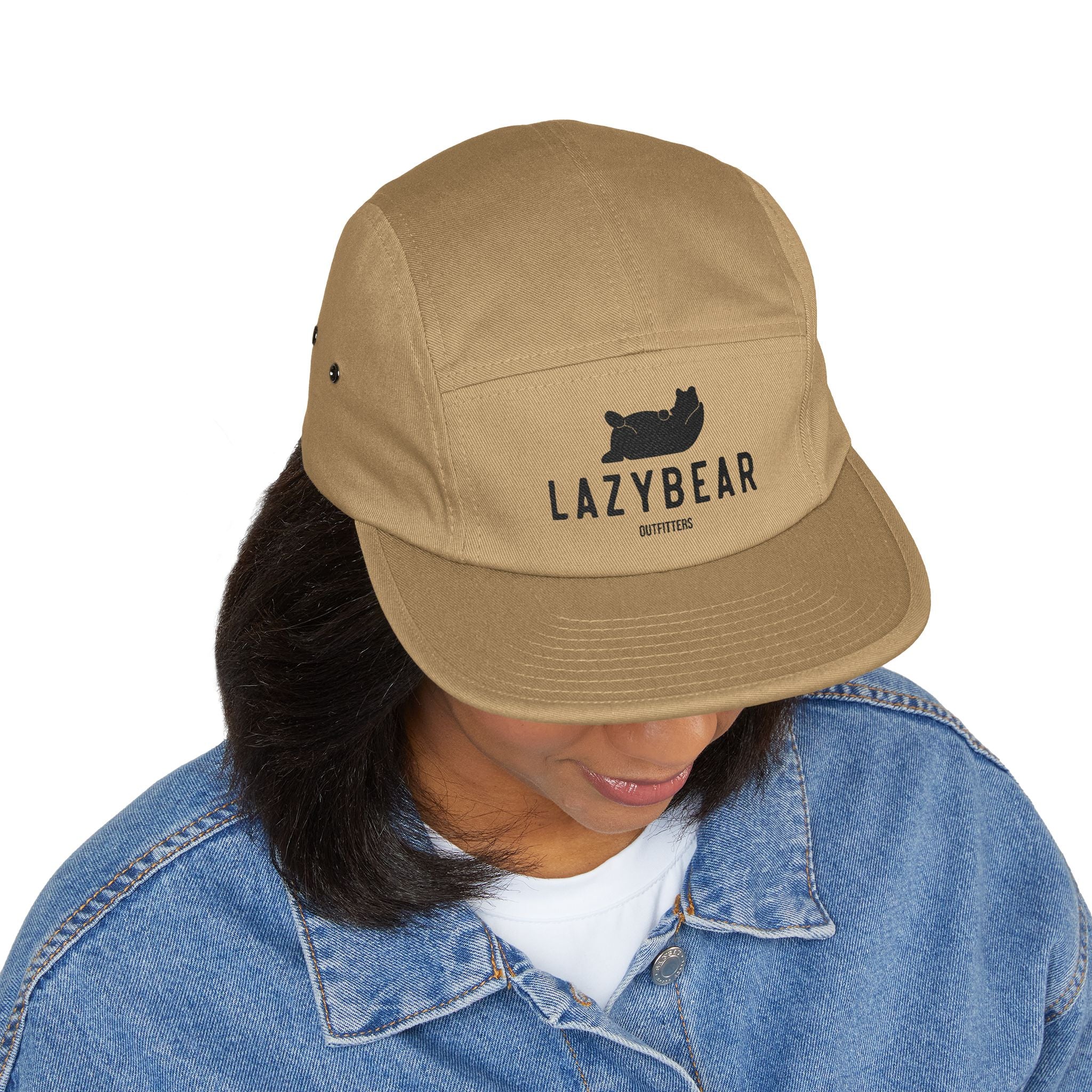 LazyBear Embroidered 5-Panel Cap — Casual Outdoor Cotton Hat