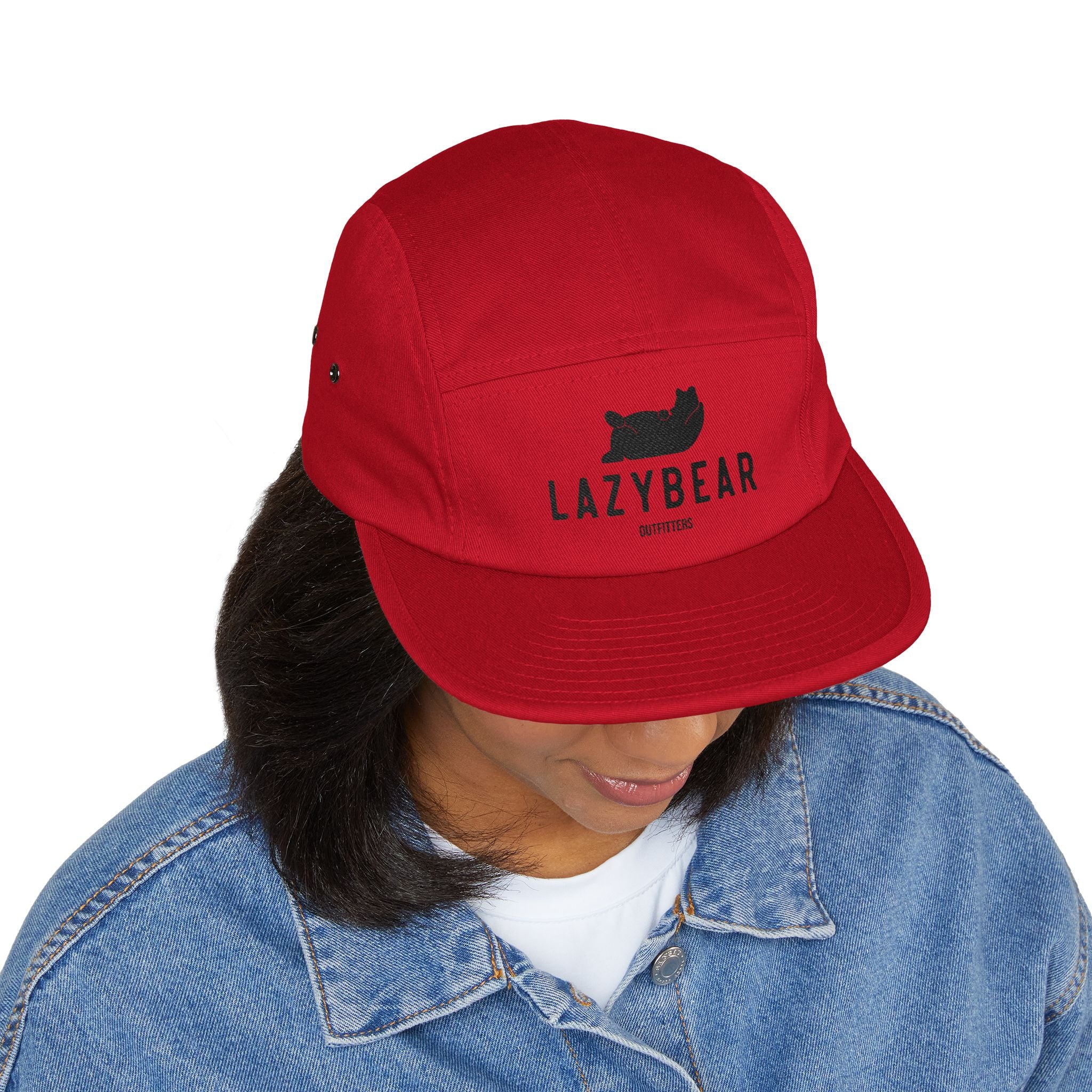 LazyBear Embroidered 5-Panel Cap — Casual Outdoor Cotton Hat